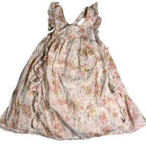 Cupcakes and Cashmere Floral Dress Girls 7 White Ruffle Sleeve 100% Cotton